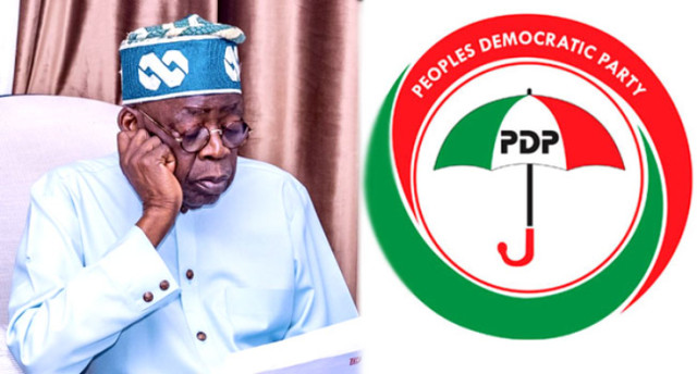 Photo of President Bola Tinubu and PDP Logo